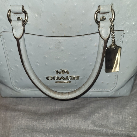 Coach handbag baby blue/ gray blue riveted cross-body strap included - Picture 2 of 11